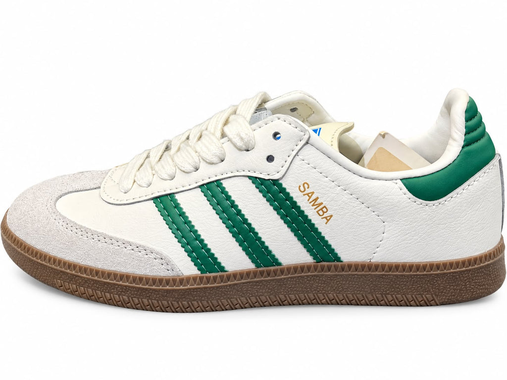 ADIDAS SAMBA OG – WHITE & COLLEGIATE GREEN – GUM SOLE
